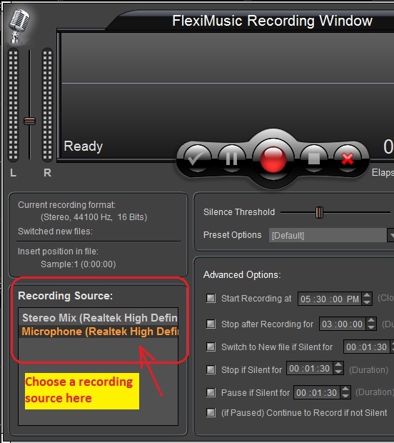 Choose Recording Source in Computer/Laptop
